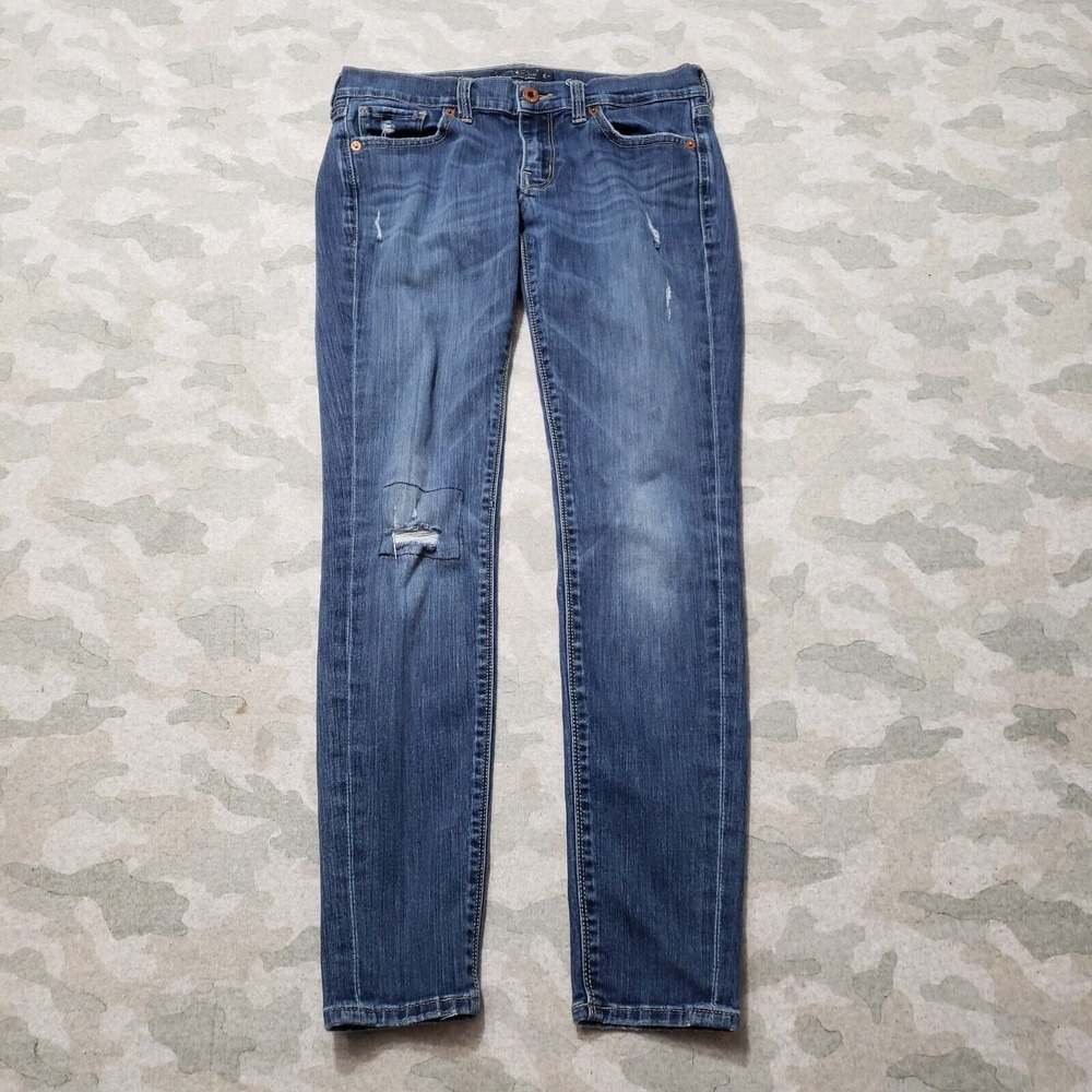 Lucky Brand Jeans Womens 2 Blue Charlie Skinny Distressed Denim Medium Wash